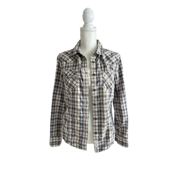 Allsaints Spitalfields Parson Button Down Plaid Women Shirt Size 8 Western Rodeo - Picture 4 of 13